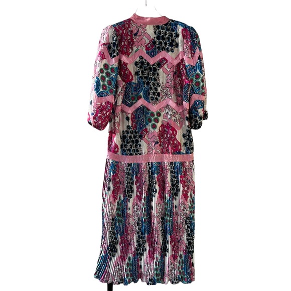 Vintage 80’s Diane Freis Georgette Colorful Abstract Pattern Drop Waist Dress OS - Picture 15 of 16